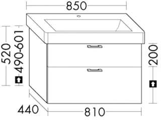 Burgbad Waschtischunterschrank System 30 Preisgruppe 4 Sana 520x810x440 Eiche Schwarz, WYKR081F6334 WYKR081F6334