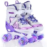 GARRYFIZH Inlineskates Verstellbare LED-Inliner für Kinder - Mitwachsende Rollschuhe - Rosa, Ausgestattet mit Blitz und LED-Glührad kann es Tag und Nacht leuchten