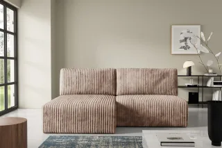Ecksofa mit Schlaffunktion NATALIA XS in Stoff Tilia Beige Ottomane Links