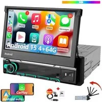 ESSGOO DAB+ 4+64G 1DIN 7'' Flip Out Android 15 Carplay Autoradio GPS WIFI FM Autoradio (Digitalradio (DAB), 4+64GB(optional), RDS, AM, FM, Carplay Android Auto Bluetooth EQ USB GPS Navi WIFI Touchscreen)