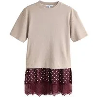 Next Shirtkleid Weicher 2-in-1 Kurzarm-Pullover mit Spitzenrock (1-tlg)