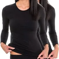 HERMKO Unterziehshirt 17830 2 Stück Damen langarm Unterhemd, Shirt aus Baumwolle / Modal
