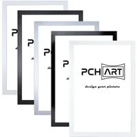 PCH[art] Bilderrahmen Rahmen New Alaya, in: weiß schwarz Alu, Größe: 10x15 bis 90x120 cm, für 1 Bilder, MDF Leiste ummantelt mit Dekorfolie