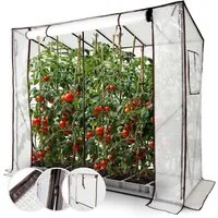Arebos Tomatengewächshaus 200×77×170 cm mit 2 Netzfenstern & Rolltür, BxTxH: 200 x 77 x 170 cm, Ganzjähriger Schutz für Ihre Pflanzen