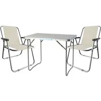 Mojawo Essgruppe 3tlg Campingmöbel Set Outdoormöbel Camping Alu L70xB50xH59cm Beige