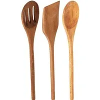 HAC24 Kochbesteck-Set Küchenutensilien-Set Pfannenwender Kochlöffel Schaumlöffel (3-tlg), 3-tlg. Akazienholz