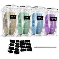 AIMAX Filament Aufbewahrungsbox 4 Pack für 3D Druck filament storage, Versiegelung und Schutz stapelbar 4.0L 3d printer accessories