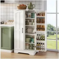 Flieks Mehrzweckschrank Hochschrank mit LED-Sensorlicht und verstellbaren Regalböden (H120xB60xT40 cm, 1-St) Küchenschrank Buffetschrank mit Türablagen Holzschrank weiß