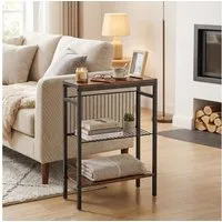 HOMCOM Beistelltisch kleiner Couchtisch Sofatisch mit Ablagen (Packung, 1-St., 1 Tisch), Stilvolles Design, drei Ablagen, kompakt, verstellbare Füße