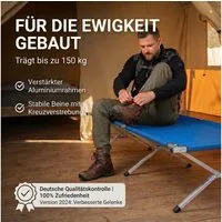 Goods+Gadgets Feldbett Faltbares Aluminium-Feldbett – Robust & Leicht für Camping & Gästebett (Campingbett, Klappbett) Gästebett aus Aluminium