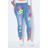 Angel of Style 5-Pocket-Jeans 7/8-Jeans Straight Fit Blüten-Applikationen