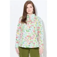 Ulla Popken Longbluse Bluse Blüten Kelchkragen V-Ausschnitt Langarm