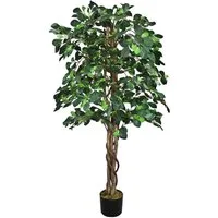 Kunstbaum Künstliche Pflanze Kunstlicher Baum Kunstbaum mit Echtholz 125 cm Schefflera, Decovego, Höhe 125 cm