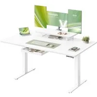 VASAGLE Schreibtisch Höhenverstellbarer, flexibel montierbarer Monitorständer, Schublade, USB-C-Anschluss, Erinnerung bei langem Sitzen