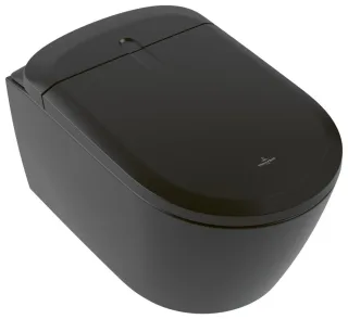 Villeroy & Boch Dusch-WC Supreo ViClean V16EN2 612x 384x423mm Oval Pure Black CeramicPlus V16EN2R7