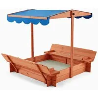 HOME DELUXE Sandkasten BUDDELKISTE, mit Sonnensegel, 2in1 Sitzbänken zum Abdecken, Sandkiste