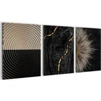 Novart Wandbild Schwarz Gold Abstrakte Kunst Formen Wohnzimmer