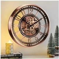 Samilito Uhr Wanduhr mit echtem Bewegungsgetriebe Zahnrädern (Leises Quarz-Schrittwerk, kein tickendes lautes Geräusch)