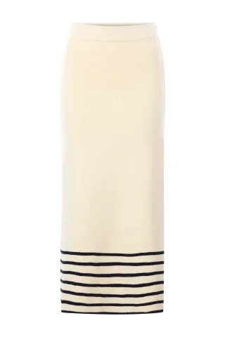Rich & Royal - Striped Knit Skirt pearl white - Gr. - S