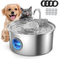 Invengo Trinkbrunnen Trinkbrunnen Katzenbrunnen Edelstahl 3,2L mit Filter Pumpe 3,2 l, Wasserstandsanzeige Edelstahlgehäuse leise Pumpe Filtersystem