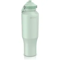 Arendo Thermobecher Travel Mug 1000 ml, Isolierbecher mit Strohhalm, 100% auslaufsicher, 1-tlg., Edelstahl, doppelwandig, Vakuum-Isolierung, dicht, Klappverschluss, Tragegriff