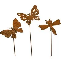 Decoris season decorations Gartenstecker Gartenstecker Insekten 13x50cm Metall Rostoptik 1 Stück sortiert
