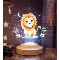 Geschenkelampe LED Nachttischlampe Löwe 3D Nachtlicht Schlafzimmer Nachttischlampe für Kinder Babys, LED fest integriert, Geburtstagsgeschenke für Mädchen, Baby, Kinder