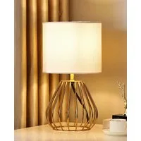 EDISHINE Nachttischlampe Dekolampe H29 cm mit Metallfuß, LED wechselbar, 2700 K Warmweiß, Vintage Tischleuchte mit E14 Leuchtmittel, für Fensterbank, Geschenk