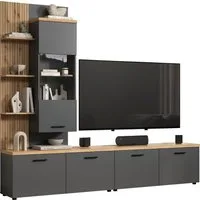 Home affaire Wohnwand Bajo, (3-St), Set bestehend aus: 2x TV-Lowboards, 1x Hängevitrine