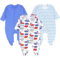 TupTam Schlafoverall Baby Jungen Schlafstrampler Langarm Schlafanzug mit Fuß 3er Pack