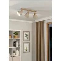 EGLO Deckenspot ARRECIFE Deckenstrahler, Stahl, E27, IP20, Wohnzimmerlampe, Flurlampe, ohne Leuchtmittel, Spot, L74,5 x B14,5 x H23,5 cm, braun, nickel-matt, 3X28W exkl.