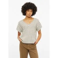 s.Oliver Kurzarmshirt T-Shirt Gestreiftes Jersey-T-Shirt mit V-Ausschnitt