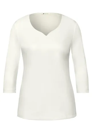 Street One - Shirt mit Herzausschnitt weiß - Gr. - 44