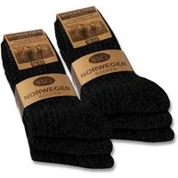 sockenkauf24 Norwegersocken 6 Paar Wollsocken warme Wintersocken mit weicher Frotteesohle (Schwarz, 43-46) für Damen & Herren in Schwarz, Grau & Anthrazit - 70301T