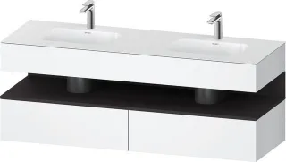 Duravit Qatego Einbauwaschtisch mit Konsolenwaschtischunterbau Weiß Matt 1600x550x600 mm - QA4797080 QA4797080180000