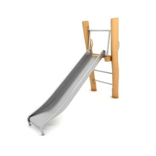 Edelstahl Kleinkind-Rutsche PRO Swoop - Robuste Standrutsche 120 cm Fallhöhe - FSC-Robinienholz - Spielplatzgerät für 4 Kinder - Wickey