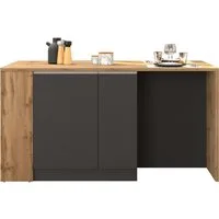 KOCHSTATION Kücheninsel KS-Sole, Kochinsel, Küchenarbeitsblock, Arbeitsinsel, Made in Italy, Breite 167,5 cm, 2 Apothekerauszüge, 2 Essplätze, 1 offenes Regal