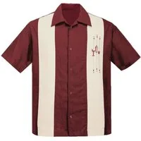 Steady Clothing Kurzarmhemd The Shake Down Ruby Cream Retro Vintage Bowling Shirt