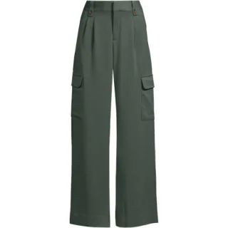 Cargo-Bundfaltenhose mit weitem Bein, Damen,  Grün, Elasthan/Viskose/Viskose-Mischung, by Lands' End