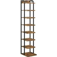 Yaheetech Schuhregal Schmaler Schuhschrank im Vintage-Stil mit Metallkonstruktion, Schuh-Organizer mit 8 Ebenen 30 cm L × 26,5 cm B × 128 cm H