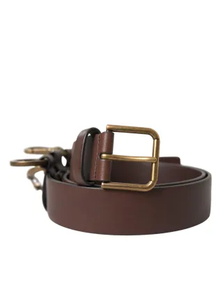 Dolce & Gabbana Brauner Kalbsledergürtel mit goldfarbener Metallschnalle