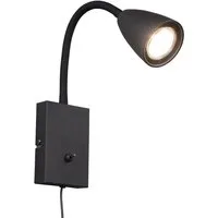 TRIO Leuchten LED Leselampe mit Schalter und Stecker, Höhe 23,5cm, Dimmfunktion, LED wechselbar, Warmweiß, innen Wand-Leuchte mit Kabel, Nachttischlampe & Bett-Lampe zum Lesen