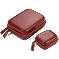 TROIKA Organizer ONPACK Set Hardcover Etui – Tasche für Elektronik & Reiseaccessoires (Spar-Set, 2 St., entnehmbarer Elastikband-Einlage), kompakt & stapelbar, in Braun, Carbon oder Schwarz, 2 Fächer