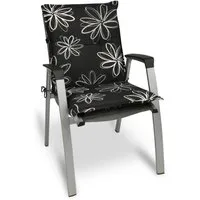 Beautissu Sitzauflage Flores Niedriglehner 100x50 cm schwarz mit Blumen, Bequeme Gartenstuhl Stuhlkissen Polsterauflagen mit UV-Lichtecht