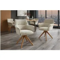 riess-ambiente Polsterstuhl LE GRAND beige/natur – Chenille Cremona, drehbar, mit Armlehne (Einzelartikel, 1 St), mit 180° Drehfunktion und Autoreturn – ideal für elegante Esszimmer
