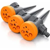 Brandson Versenkregner 5-Fach Rasensprenger, Rasensprinkler, Flächenregner, Garten Sprinkler, 21 cm lang, (3-St., 5-fach Flächenregner inkl. Bodenspieß), Mit Wählscheibe für Flächenarten: Kreis Halbkreis Viertelkreis Fächer