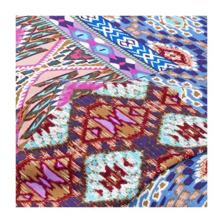 Viskose-Jersey "Ethno", rosa/blau