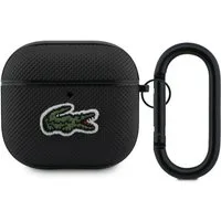 Lacoste Kopfhörer-Schutzhülle Case AirPods 4 schwarz Logo Krokodil grün mit Karabiner