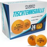 PHIBER-SPORTS Tischtennisball Orange 3 Stern [24 Stück] - Ideal für Anfänger, Familien und Profis (Set, 24-St., 24 orange 3-Stern Tischtennisbälle), Nach Wettbewerbsrichtlinien produziert