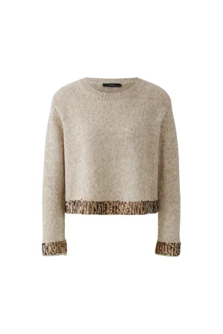 Oui - Pullover light beige mel - Gr. - 36